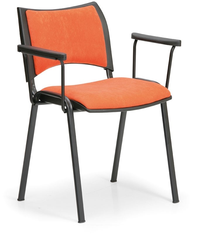 Židle čalouněná s područkami - oranžová